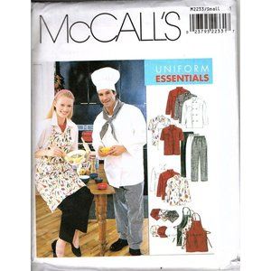 McCalls M2233 Adult Small Kitchen Chef Uniform Essentials Sewing Pattern New